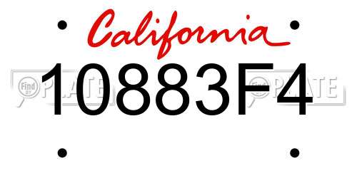 10883F4 California License Plate