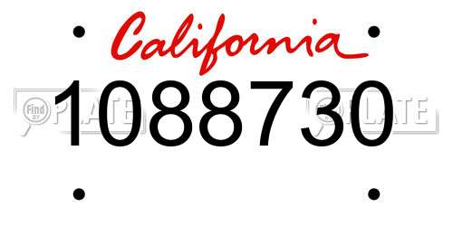 1088730 California License Plate