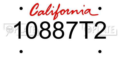 10887T2 California License Plate