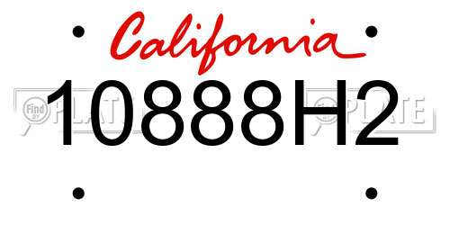 10888H2 California License Plate