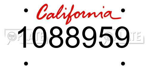 1088959 California License Plate