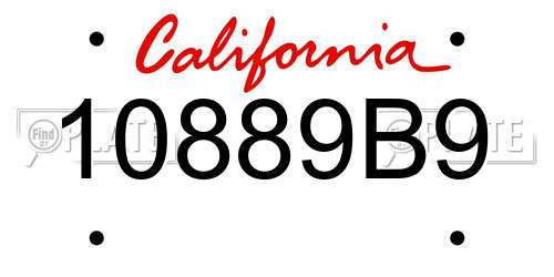 10889B9 California License Plate