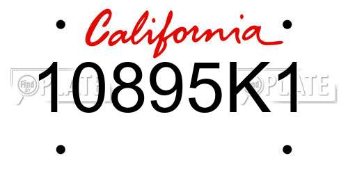 10895K1 California License Plate