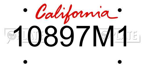 10897M1 California License Plate