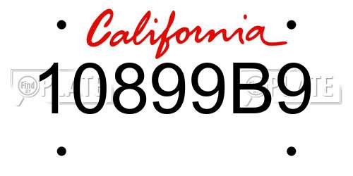10899B9 California License Plate