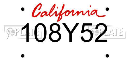 108Y52 California License Plate