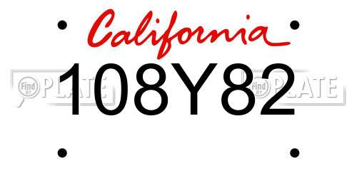 108Y82 California License Plate