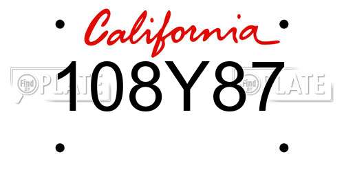 108Y87 California License Plate