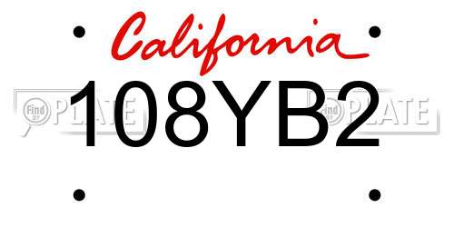 108YB2 California License Plate