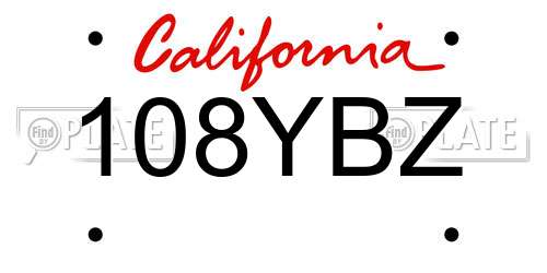 108YBZ California License Plate