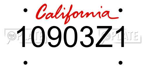 10903Z1 California License Plate