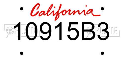 10915B3 California License Plate