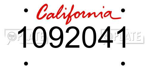 1092041 California License Plate