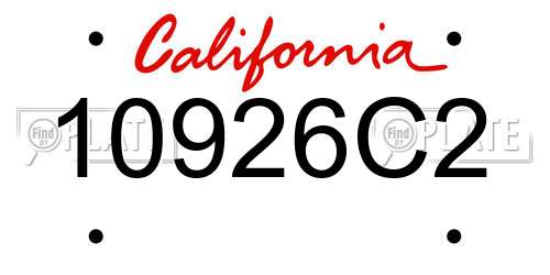 10926C2 California License Plate
