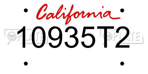 10935T2 California License Plate