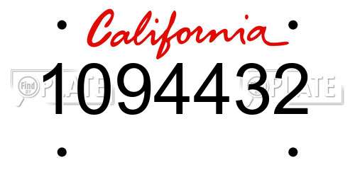 1094432 California License Plate