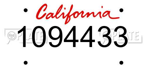 1094433 California License Plate