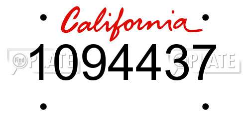 1094437 California License Plate