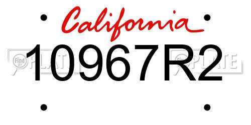 10967R2 California License Plate
