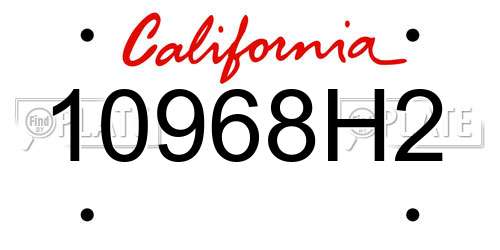 10968H2 California License Plate
