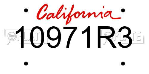 10971R3 California License Plate