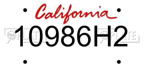 10986H2 California License Plate