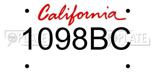 1098BC California License Plate
