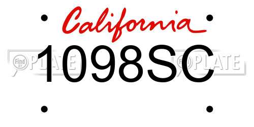1098SC California License Plate