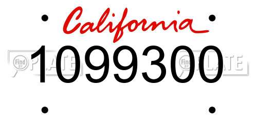 1099300 California License Plate