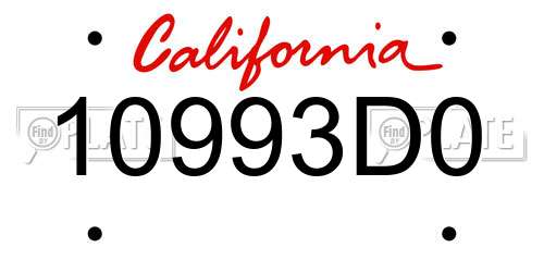 10993D0 California License Plate