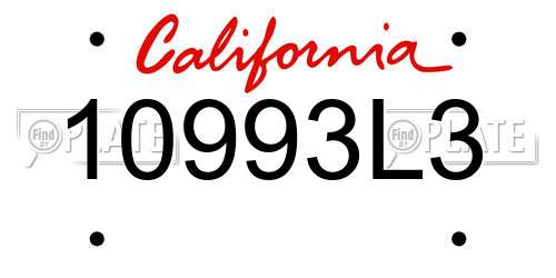 10993L3 California License Plate