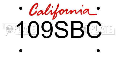 109SBC California License Plate
