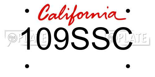 109SSC California License Plate