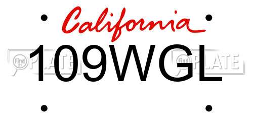 109WGL California License Plate