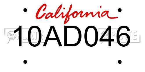 10AD046 California License Plate