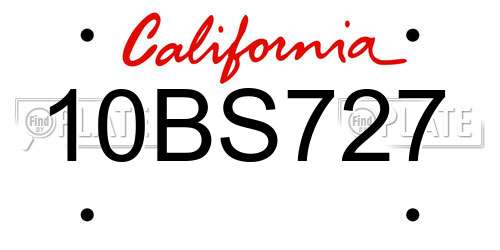 10BS727 California License Plate