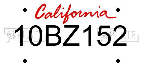 10BZ152 California License Plate