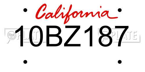10BZ187 California License Plate
