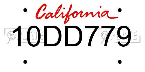 10DD779 California License Plate