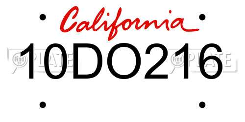 10DO216 California License Plate