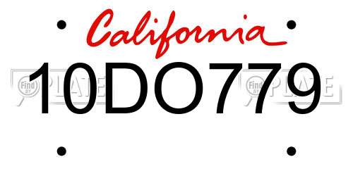 10DO779 California License Plate