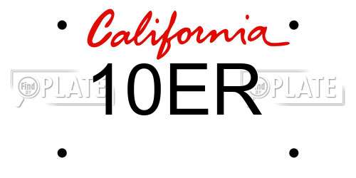 10ER California License Plate