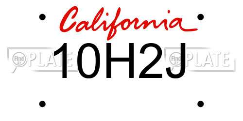 10H2J California License Plate