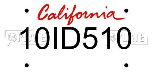 10ID510 California License Plate