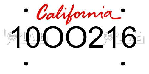10OO216 California License Plate