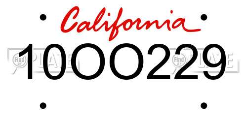 10OO229 California License Plate