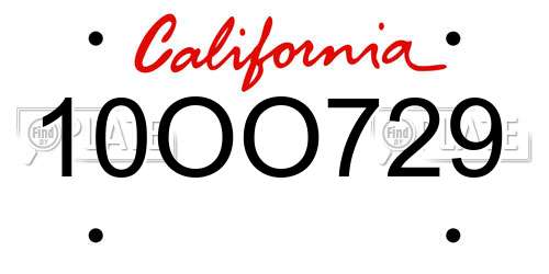 10OO729 California License Plate