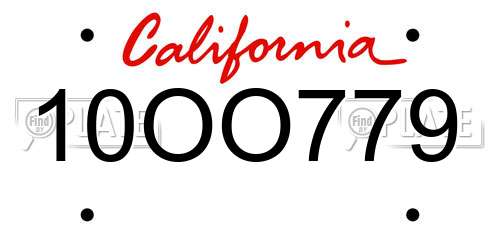 10OO779 California License Plate