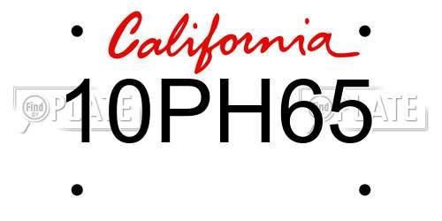 10PH65 California License Plate
