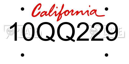 10QQ229 California License Plate